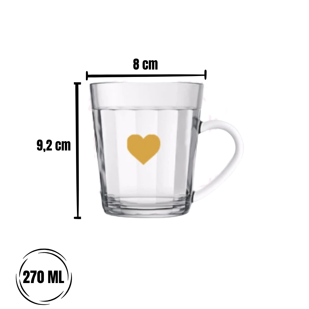 Xícara Americana 270ml - Coração dourado - Imagem 2