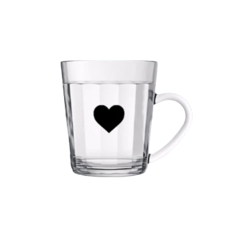Xícara Americana 270ml - Coração preto