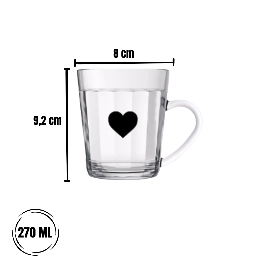 Xícara Americana 270ml - Coração preto - Imagem 2