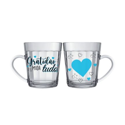 Xicara Americana 270ml - Gratidão muda tudo azul