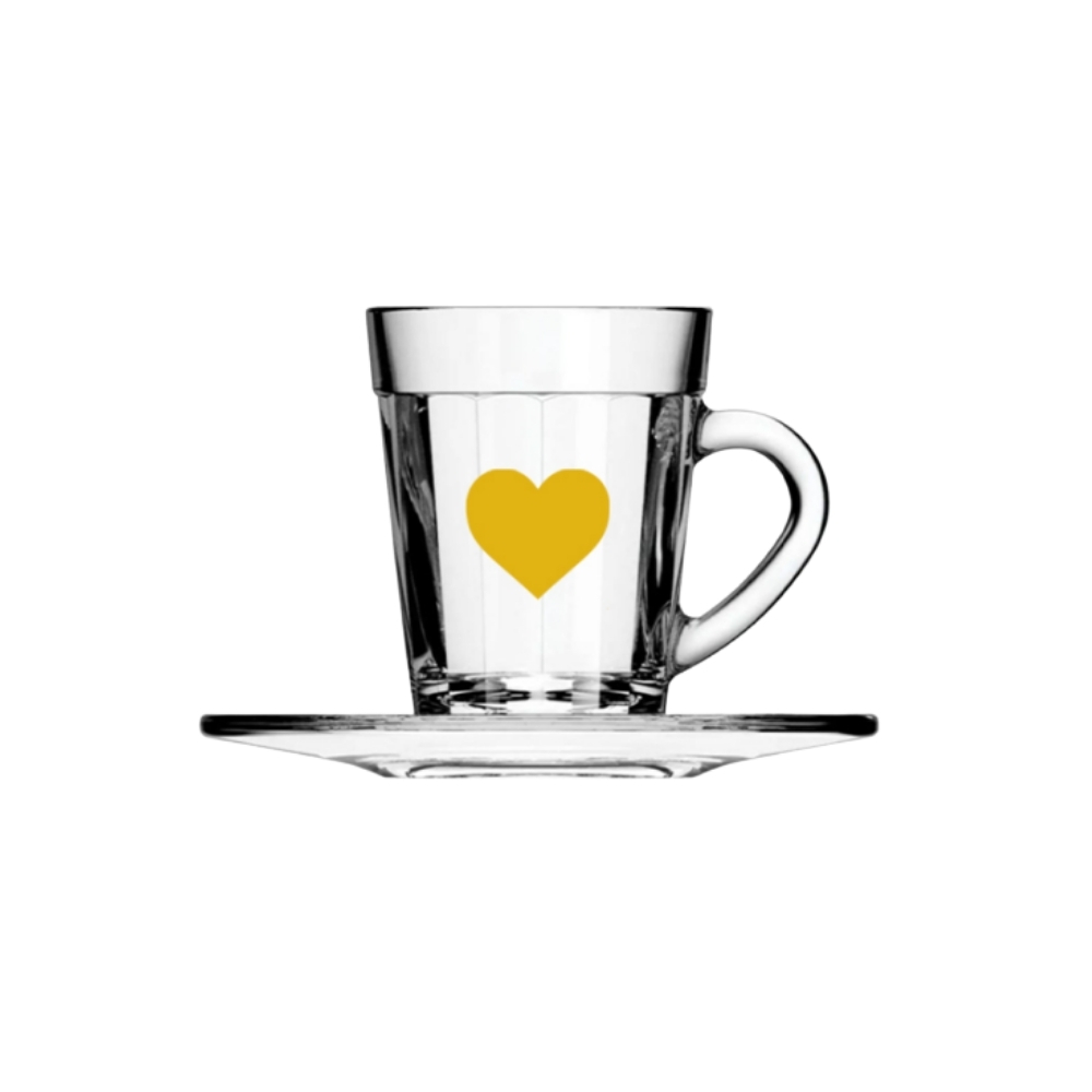 Xícara Americana 90ml - Coração dourado