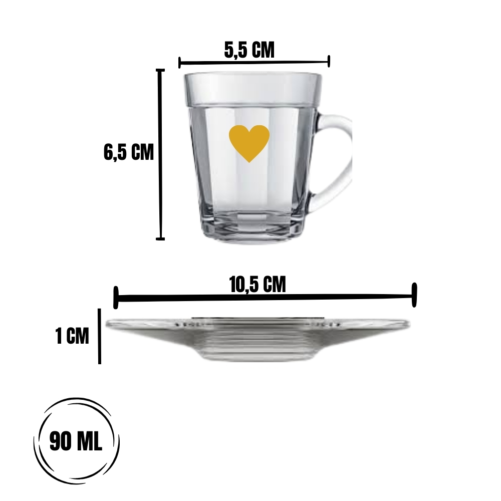Xícara Americana 90ml - Coração dourado - Imagem 2