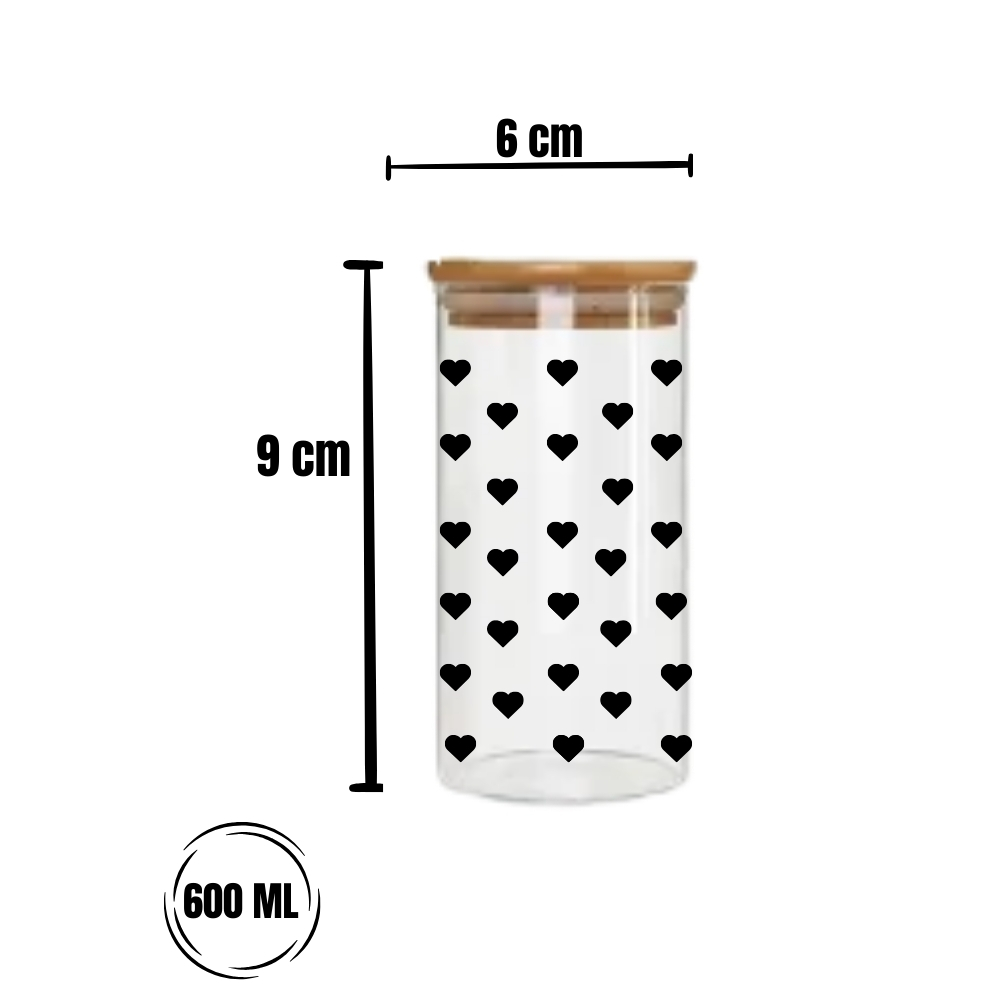 Pote Hermetico Com Tampa De Bambu 600ml "Coraçãozinho" - Imagem 2