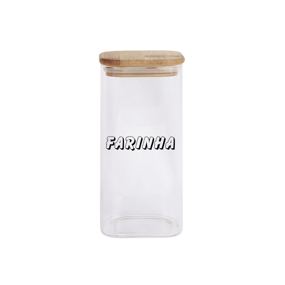 Pote Hermetico Com Tampa De Bambu 850ml "Farinha"