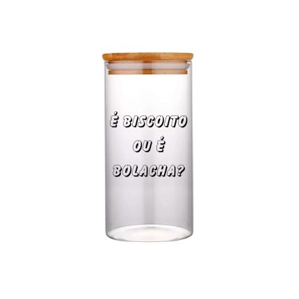 Pote Hermetico Com Tampa De Bambu Redondo 900ml "biscoito ou é bolacha?"