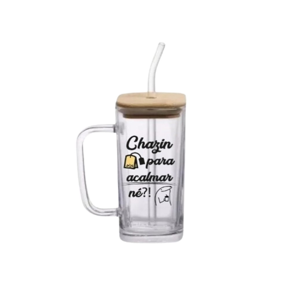 Copo S/ Alça Bambu 500ml - Chazin Para Acalmar Né